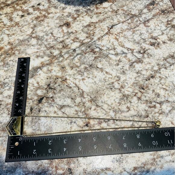 J. Crew - Long Gold/Brass Arrow Necklace, with black enamel and clear crystals - Picture 4 of 4